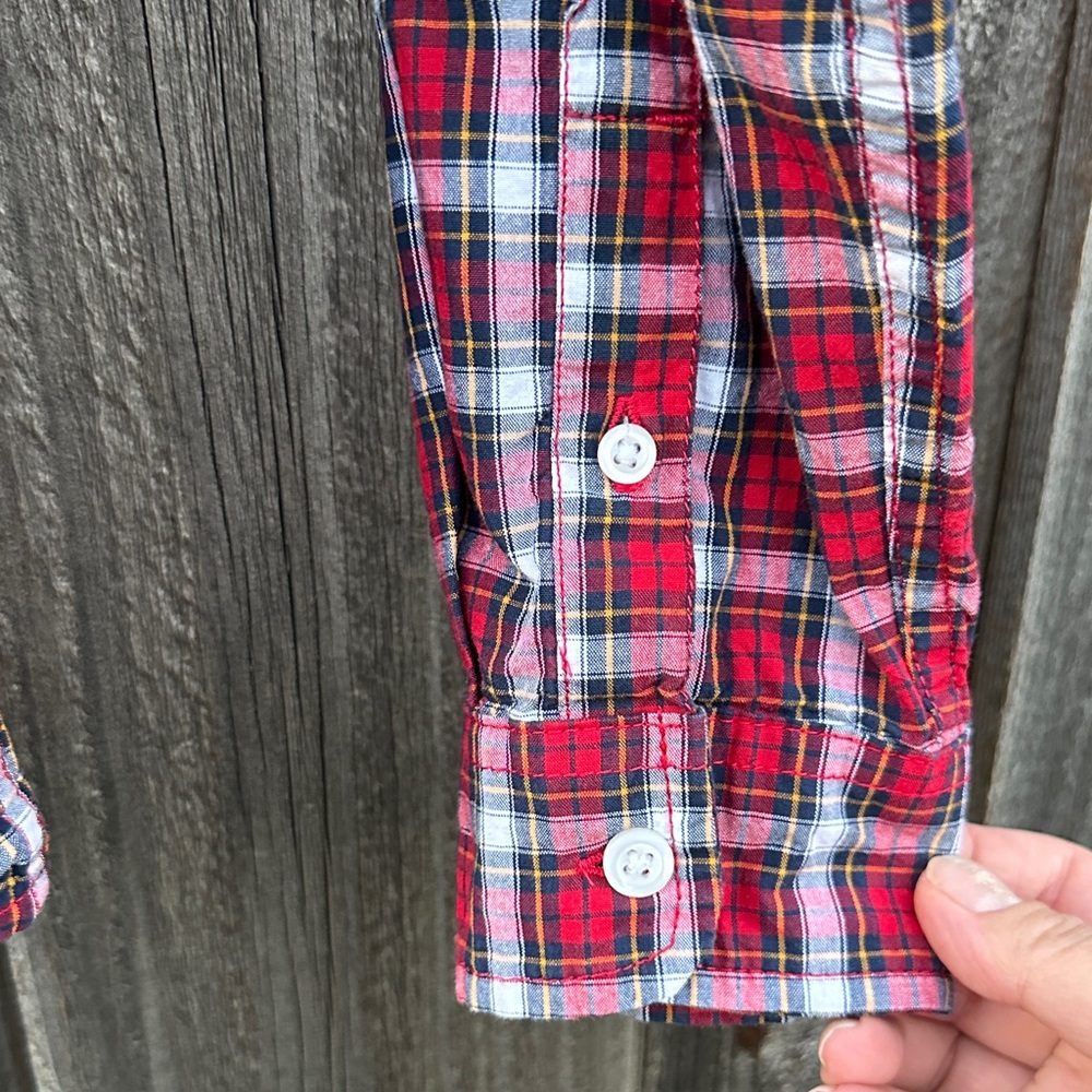 Place Plaid Red and White Button-Down Shirt - Picture 4 of 6
